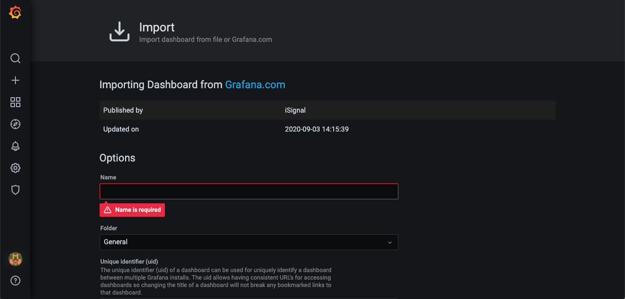 Grafana dashboard Grafana dashboard