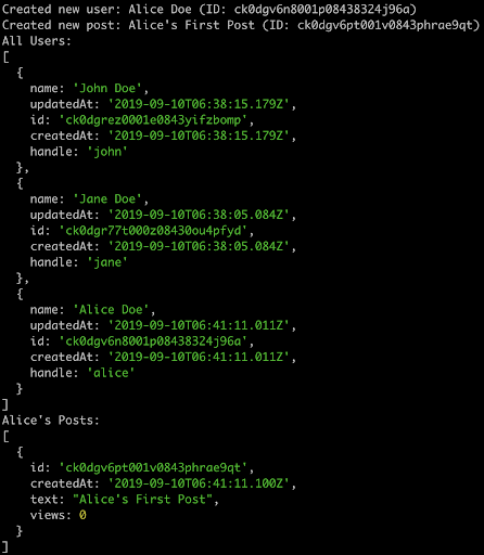 Prisma ORM results Prisma ORM results